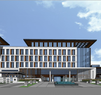 新中式风格办公楼su模型下载